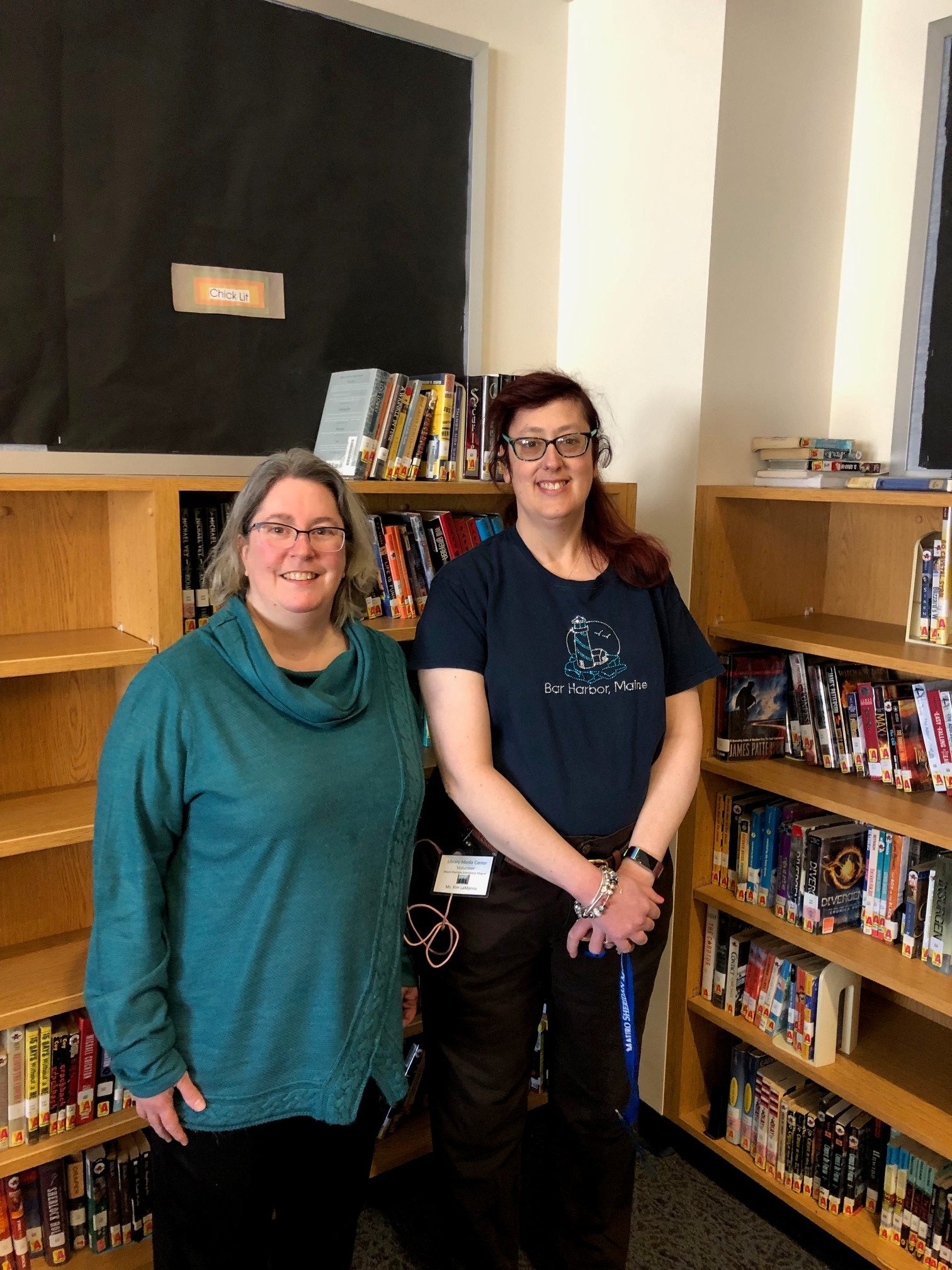 Kim with library media specialist Chapel Haven