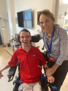 A grandmother and her grandson in wheelchair